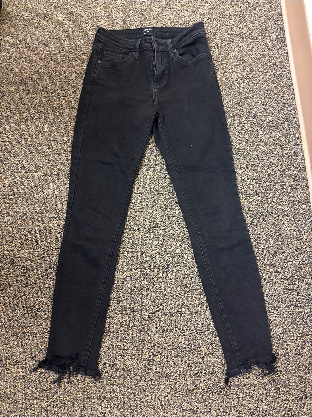 Just Black Black Skinny Jeans with Frayed Hem